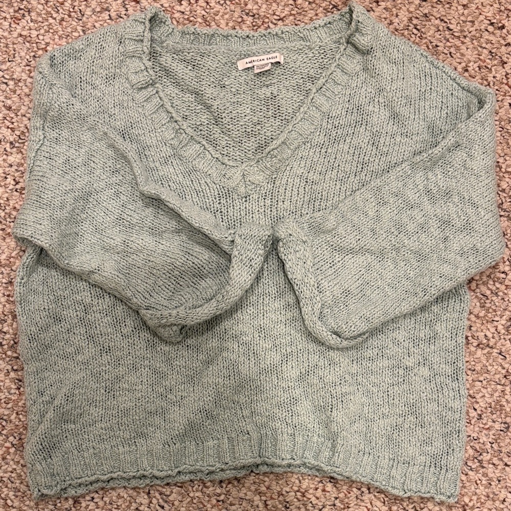 American Eagle Outfitters Mint Green V-Neck Sweater